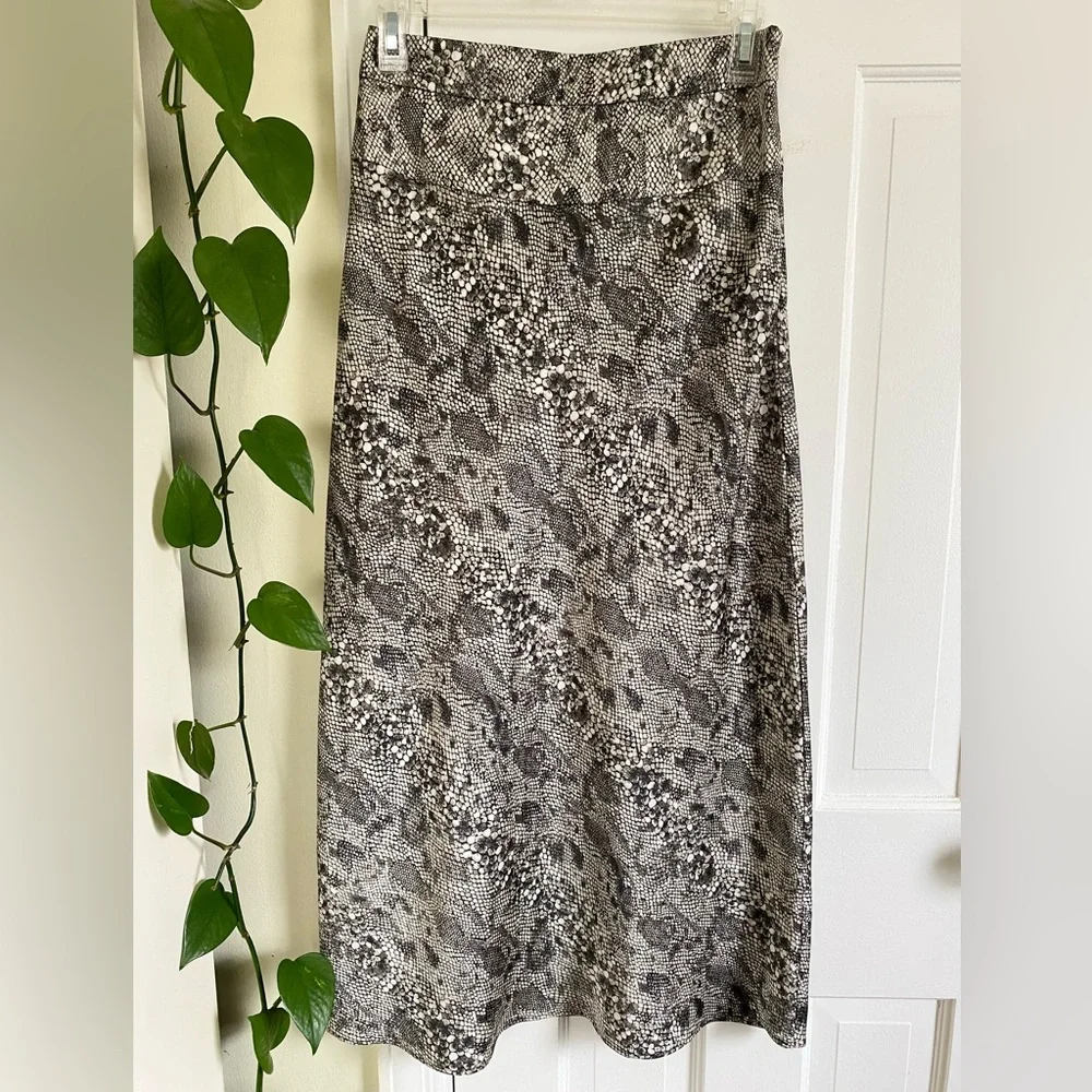 Free People Normani Bias Silky Snake Print Midi Skirt Womens Size 2
